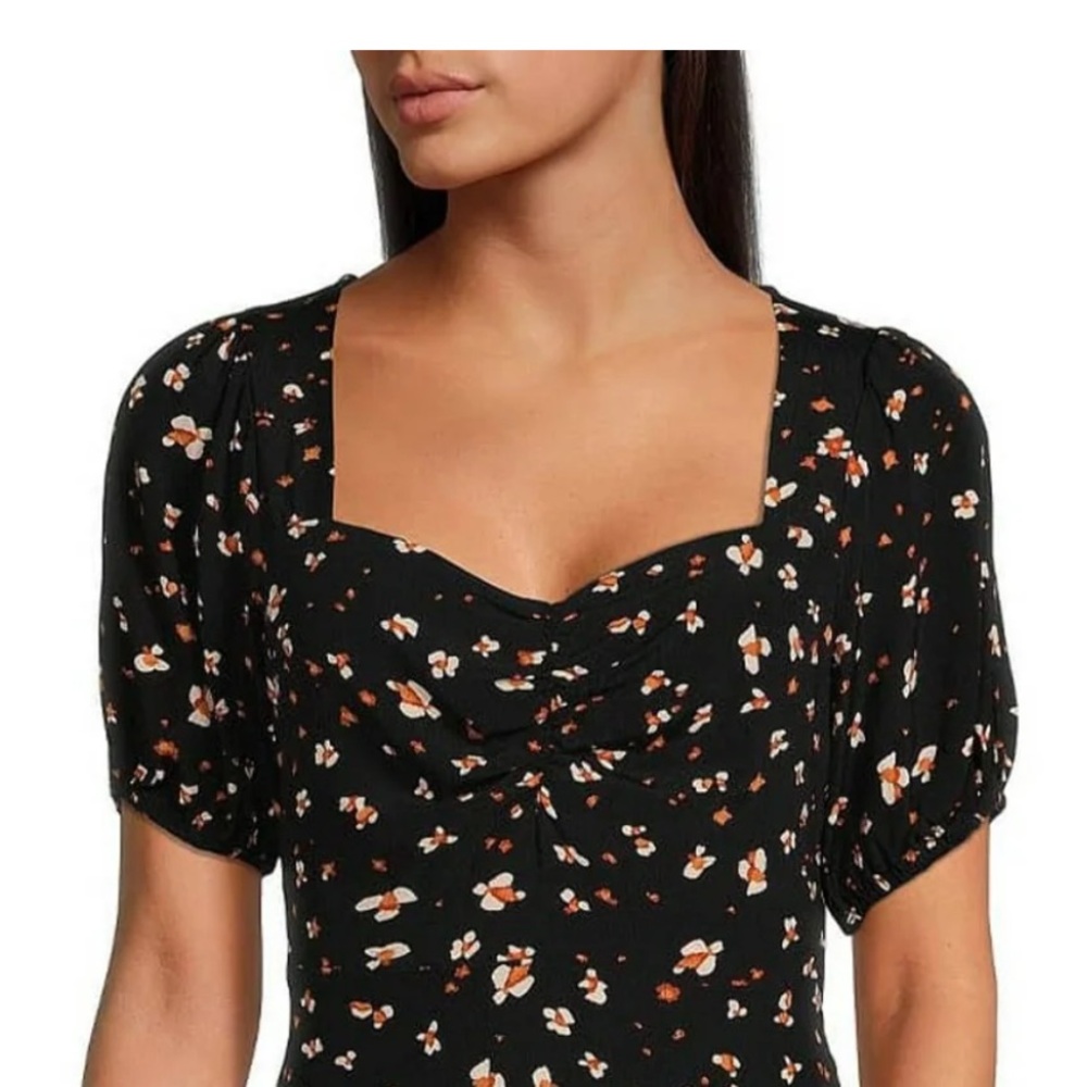 NEW Sanctuary Dark Oak Floral Sweetheart Neck Tie Back Sheath Dress Size 6